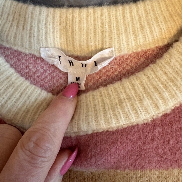 THML Geometric Patterned Sweater - Pink and Cream women’s size M - Picture 2 of 3